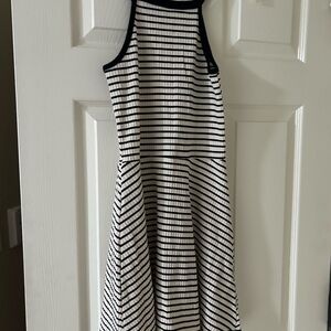 Striped Black and White Sleeveless Dress